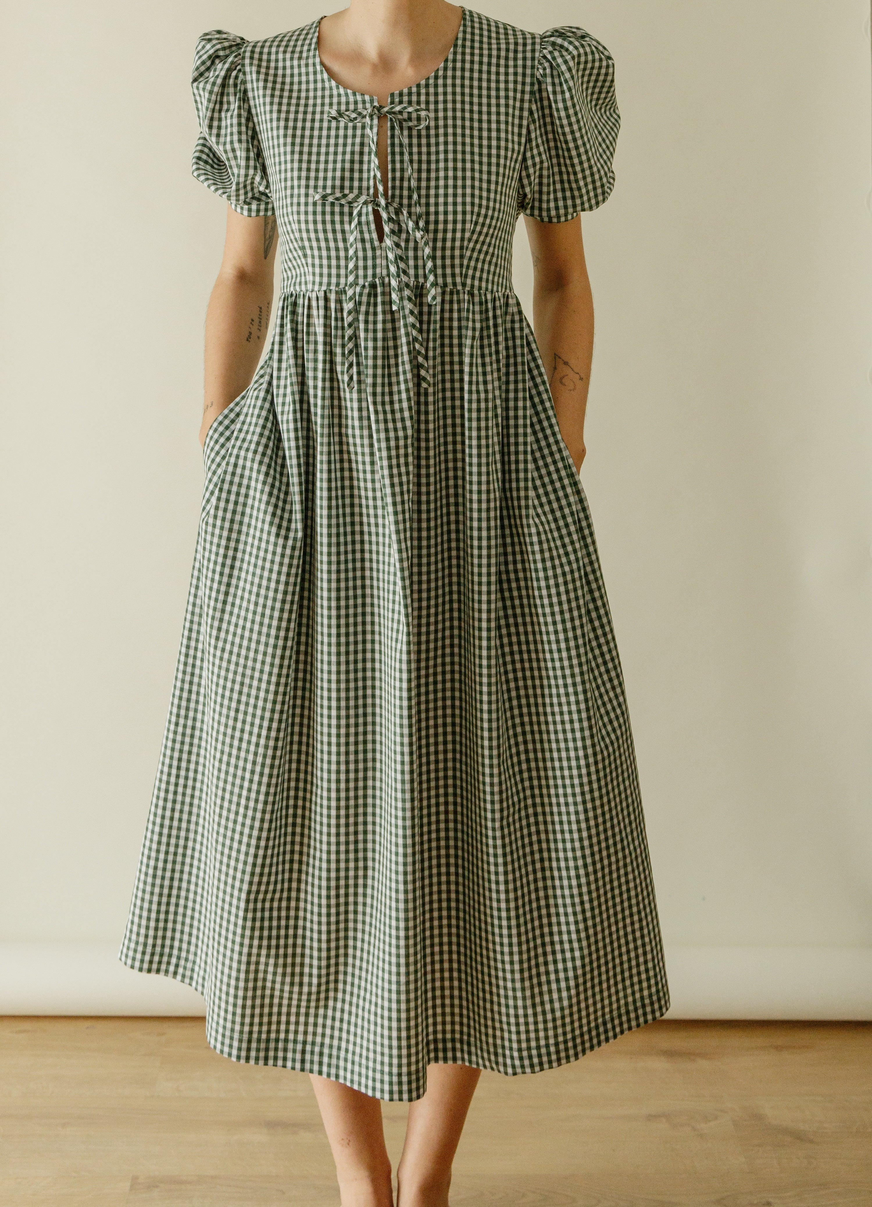 vestido vichy verde